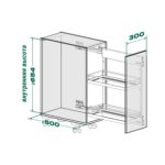 COMFORT II 300 мм Комплект левый, H654 мм, 2 полки + полка для специй, ARENA style, цвет антрацит, Kesseböhmer