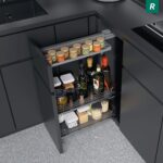 COMFORT II 400 мм Комплект правый, H654 мм, 2 полки + полка для специй, ARENA classic, цвет хром, дно серое, Kesseböhmer