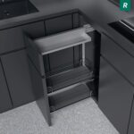 COMFORT II 400 мм Комплект правый, H654 мм, 2 полки + полка для специй, ARENA classic, цвет хром, дно серое, Kesseböhmer