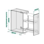 COMFORT II 400 мм Комплект левый, H654 мм, 2 полки + полка для специй, ARENA classic, цвет хром, дно серое, Kesseböhmer