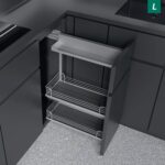 COMFORT II 400 мм Комплект левый, H654 мм, 2 полки + полка для специй, ARENA classic, цвет титан, дно серое, Kesseböhmer