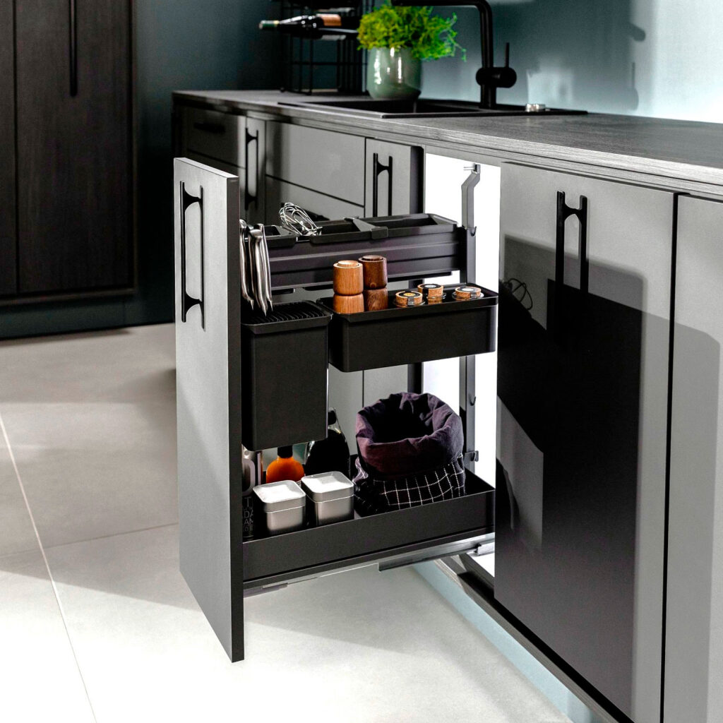 DISPENSA Junior Slim/YOUBOXX 300 мм Комплект, H695 - 783 мм, 1 полка ARENA pure + YOUBOXX № 1, цвет антрацит, Kesseböhmer