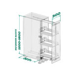 DISPENSA 90°/YOUBOXX  300 мм Комплект Полного Выдвижения, H1200 - 1600 мм, 3 полки ARENA style, цвет антрацит + YOUBOXX  №3, Kesseböhmer