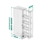 DISPENSA 90°/YOUBOXX  300 мм Комплект Полного Выдвижения, H1600 - 2000 мм, 4 полки ARENA style, цвет антрацит + YOUBOXX  №3, Kesseböhmer