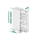 DISPENSA 90°/YOUBOXX  300 мм Комплект Полного Выдвижения, H1900 - 2300 мм, 4 полки ARENA style, цвет антрацит + YOUBOXX №1 и №3, Kesseböhmer