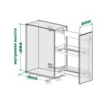 COMFORT II 200 мм Комплект левый, H654 мм, 2 полки + полка для специй, ARENA pure, цвет антрацит, Kesseböhmer