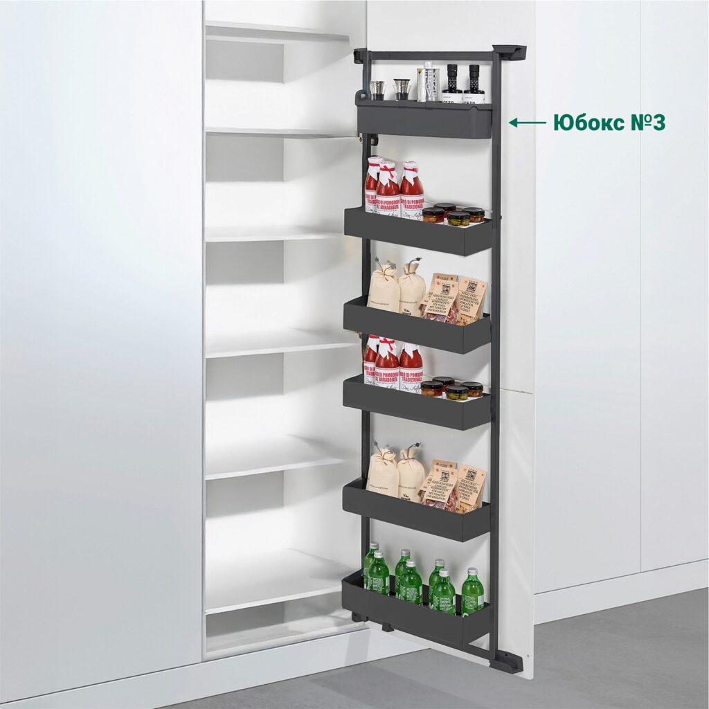 TANDEM side/ YOUBOXX 600 мм  Комплект, Н1700, 5 полок ARENA pure, цвет антрацит + YOUBOXX №3, Kesseböhmer
