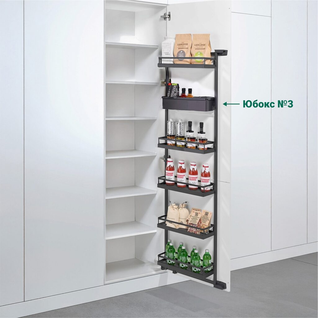 TANDEM side/ YOUBOXX 600 мм  Комплект, Н1700 мм, 5 полок ARENA style, цвет антрацит + YOUBOXX №3, Kesseböhmer