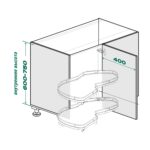 Le Mans 400 мм Комплект, H600-750 мм, 2 полки, 2 доводчика, левый, ARENA pure, цвет антрацит, Kesseböhmer
