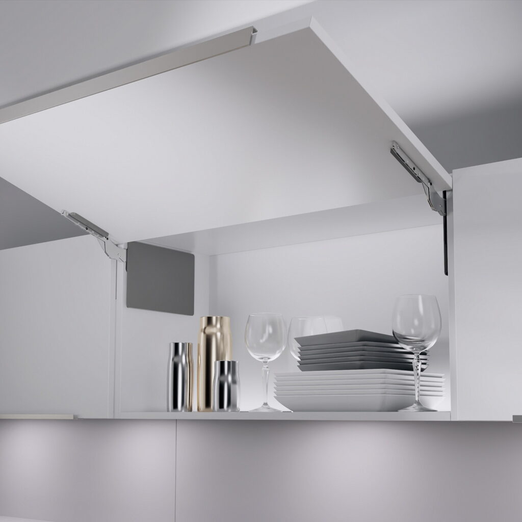 FREEslim flap Силовой модуль к подъемнику, тип M-L, левый и правый, H 225-650 мм, 2 шт + 4 установочных штифта + 8 шурупов 4х20 мм, Kesseböhmer