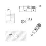 Шток эксцентрика с резьбой M6 и футоркой D8 мм, J6-8, Jinio (упаковка 100 шт)