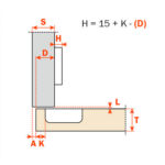 Петля Series 200 Key-hole/Snap-on 165 град,.45x9,5 мм 