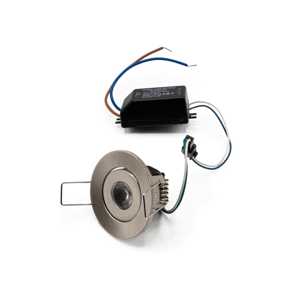 431000 Свет-к LED YM353R,220V,1W,тёпл.белый,сатин никель,с б.п.