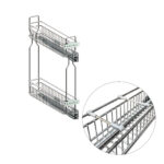 Корзина  Cargo Mini SIMPLY 150 мм, правая, боковое крепление, 2 полки, направляющие L-450 Полного Выдвижения с доводчиком, хром, Rejs